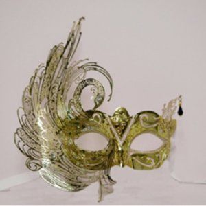 Gold Rhinestone Swan Masquerade Mask